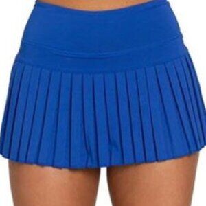 Cobalt Blue Gold Hinge Women's Pleated Tennis Skirt